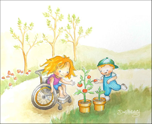 Tomatenernte - Aquarell - Illustrationen Doris Maria Weigl / Kinderbuch