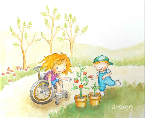Tomatenernte - Aquarell - Illustrationen Doris Maria Weigl / Kinderbuch