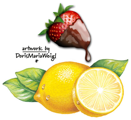 Zitrone: Aquarell. Erdbeere: digitale Illustration - Illustrationen Doris Maria Weigl / Landschaft