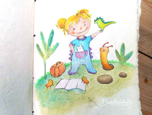 Sarah - Aquarell - Illustrationen Doris Maria Weigl / Kinderbuch