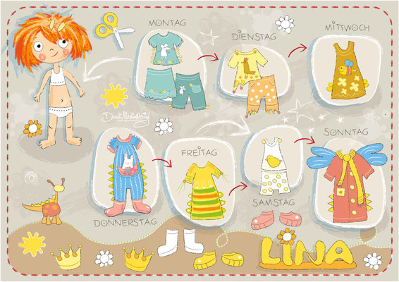 Lina Kleidung 2 - Vektorgrafik - Illustrationen Doris Maria Weigl / Kinderbuch