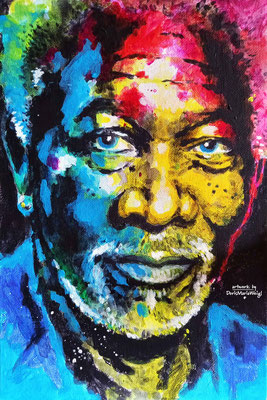 Acryl auf Leinen - Portrait Morgan Freeman - Illustration - Doris Maria Weigl