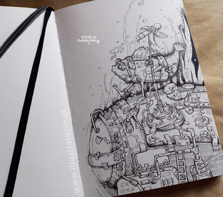 Unter Wasser - Tuschezeichnung - Illustrationen Doris Maria Weigl / Kinderbuch