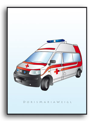 Rettungswagen - Vektorgrafik - Illustrationen Doris Maria Weigl / Technik