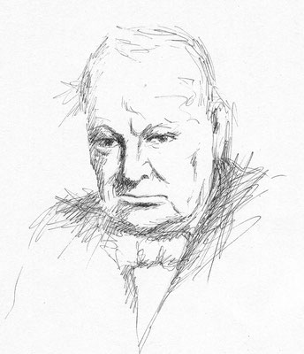 Winston Churchill - Kohle - Illustrationen Doris Maria Weigl / Portrait