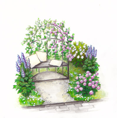 Gartendetail Burda - Aquarell - Illustrationen Doris Maria Weigl / Landschaft