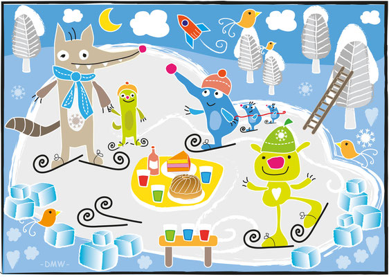 Kinderrätsel Eislaufen - Vektorgrafik - Illustrationen Doris Maria Weigl / Kinderbuch