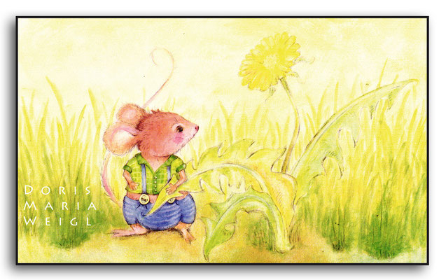 Maus in der Wiese - Aquarell - Illustrationen Doris Maria Weigl / Kinderbuch