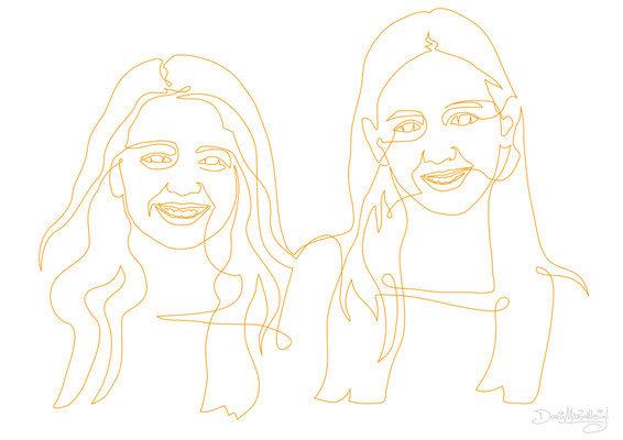 Line Art *Charlie+Selma* - Vektorgrafik - Illustrationen Doris Maria Weigl / Portrait - (mit nur einer Linie gezeichnet)