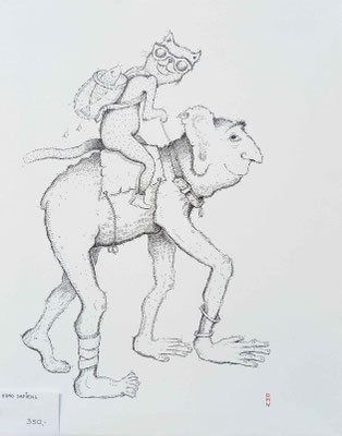 Homo Sapiens - Tusche auf Leinen -  Doris Maria Weigl - Illustration