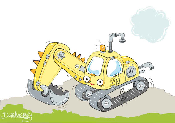 Fahrzeuge Bagger - Vektorgrafik - Illustrationen Doris Maria Weigl / Kinderbuch