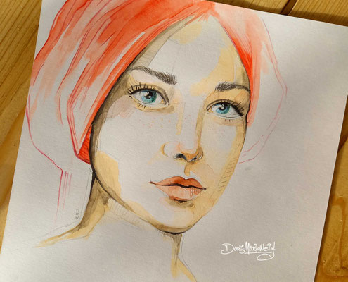 Portrait Aquarell Frau - Doris Maria Weigl - Illustrationen