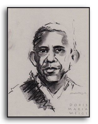 Barack Obama - Kohle - Illustrationen Doris Maria Weigl / Portrait ab 200,-
