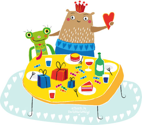 Geburtstagstisch - Vektorgrafik - Illustrationen Doris Maria Weigl / Kinderbuch