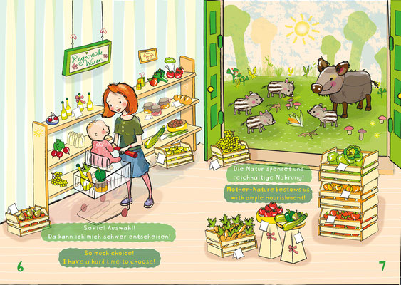 Kinderbuch: Der kleine vegane Knirps - Vektorgrafik - Illustrationen Doris Maria Weigl / Kinderbuch
