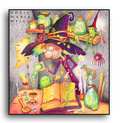in der Hexenküche - Aquarell - Illustrationen Doris Maria Weigl / Kinderbuch