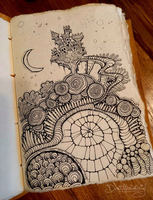 Schoß mit Zentangle-Elementen - Tusche - Illustrationen Doris Maria Weigl / Kinderbuch