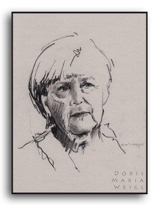 Angelika Merkel - Kohle - Illustrationen Doris Maria Weigl / Portrait