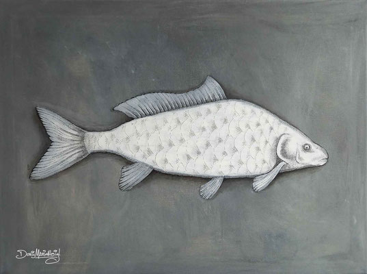 Fisch mit Acryl gemalt auf Leinen  40 x 30 cm - Illustratorin Doris Maria Weigl - Preis 200,-