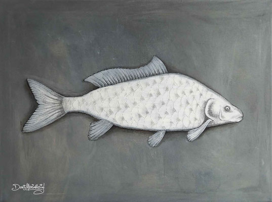 Fisch mit Acryl gemalt auf Leinen  40 x 30 cm - Illustratorin Doris Maria Weigl - 