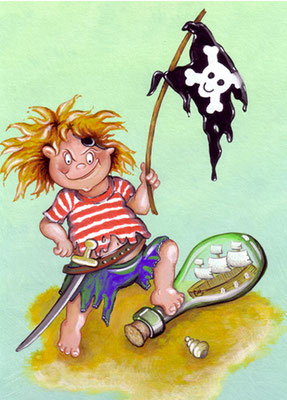 Pirat - Aquarell - Illustrationen Doris Maria Weigl / Kinderbuch