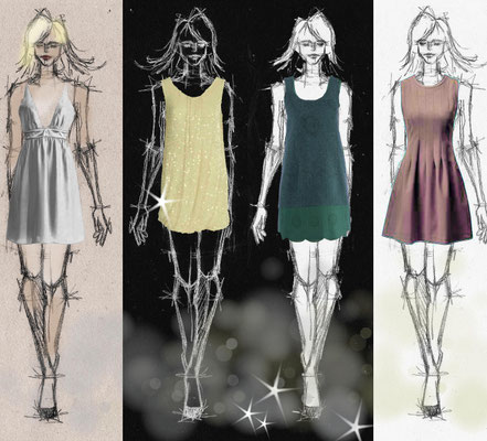 Sommerkleider - Foto mit Vektorgrafik - Illustrationen Doris Maria Weigl / Mixed Media