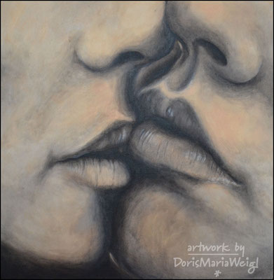*Kiss* - Acryl auf Leinen, 40 x 40 cm - Illustratorin Doris Maria Weigl -DMW