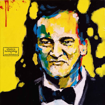 *Quentin Tarantino* - Acryl auf Leinen, 30 x 30 cm - Illustratorin Doris Maria Weigl - Preis: 350,- Euro- DMW