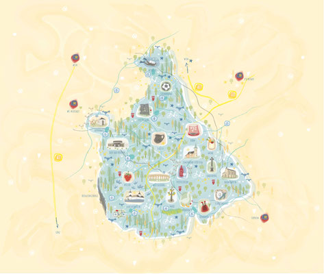 Landkarte - Vektorgrafik - Illustrationen Doris Maria Weigl / Architektur