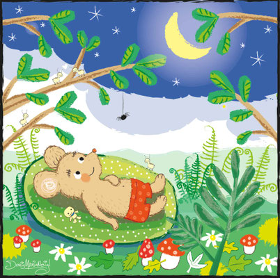 Maus und Mond - Vektorgrafik - Illustrationen Doris Maria Weigl / Kinderbuch