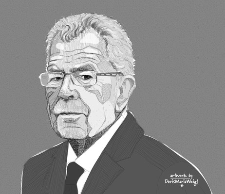 Alexander Van der Bellen - österreichischer Bundespräsident - Vektorgrafik - Illustrationen Doris Maria Weigl / Portrait
