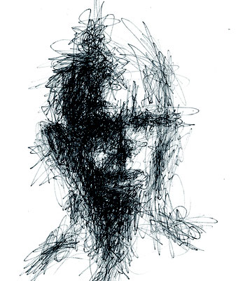 schwarzes Portrait 1 - schwarzer Kugelschreiber - Illustrationen Doris Maria Weigl / Portrait ab 200,-