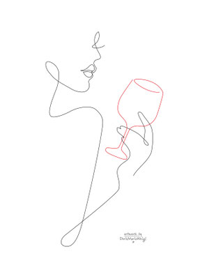 Frau mit Weinglas - Vektorgrafik - Illustrationen Doris Maria Weigl / Portrait