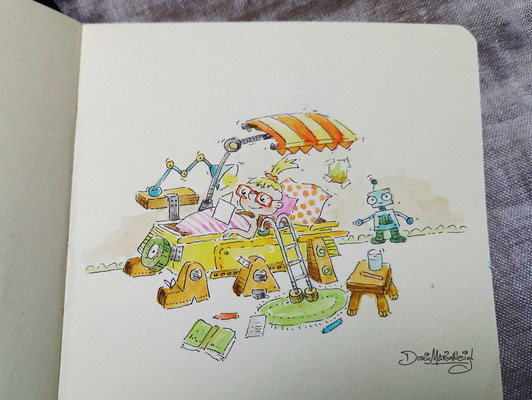 Mia liest - Aquarell - Illustrationen Doris Maria Weigl / Kinderbuch