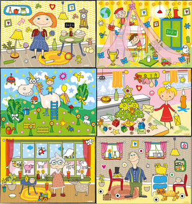 verschiedene Szenen - Vektorgrafik - Illustrationen Doris Maria Weigl / Kinderbuch/Rätsel