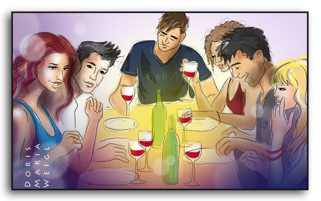 Dinner - Vektorgrafik- Illustrationen Doris Maria Weigl / Festtage