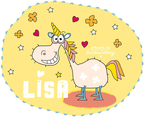 Einhorn Lisa - Vektorgrafik - Illustrationen Doris Maria Weigl / Kinderbuch