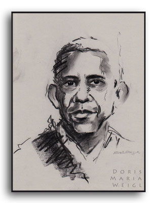 Barack Obama - Kohle - Illustrationen Doris Maria Weigl / Portrait