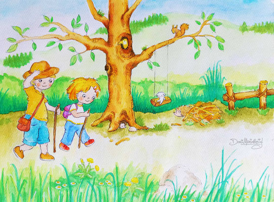 Wanderung - Aquarell - Illustrationen Doris Maria Weigl / Kinderbuch