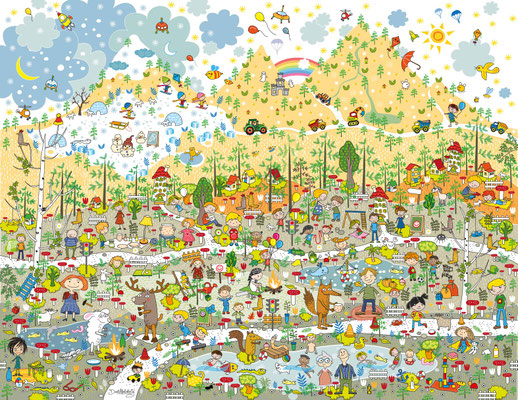 Wimmelbild - Vektorgrafik - Illustrationen Doris Maria Weigl / Kinderbuch