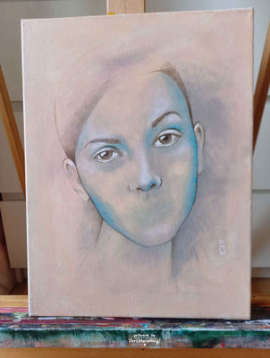 *Ohne Worte* - Acryl auf Leinen - 30 x 40 cm - Illustratorin Doris Maria Weigl - Euro - DMW