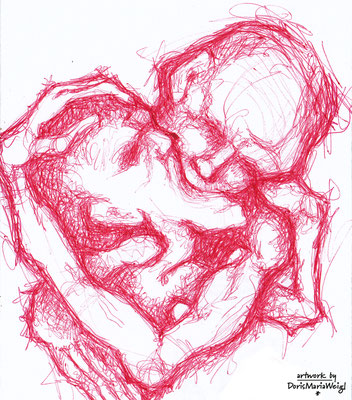 *Lust* - roter Kugelschreiber - 100,-  - Illustratorin Doris Maria Weigl 