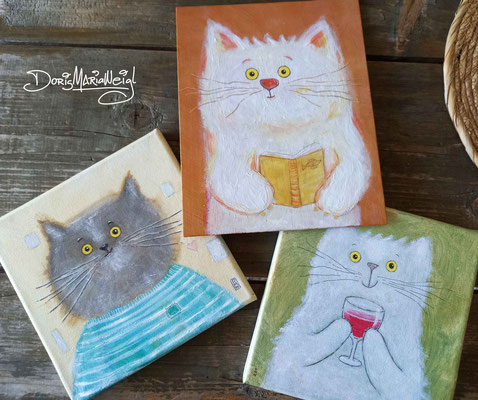 3 Katzen - Acryl auf Leinen -  Doris Maria Weigl