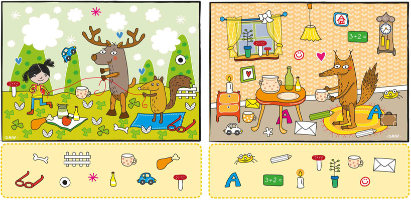 Suchbilder - Vektorgrafik - Illustrationen Doris Maria Weigl / Kinderbuch / Kinderrätsel