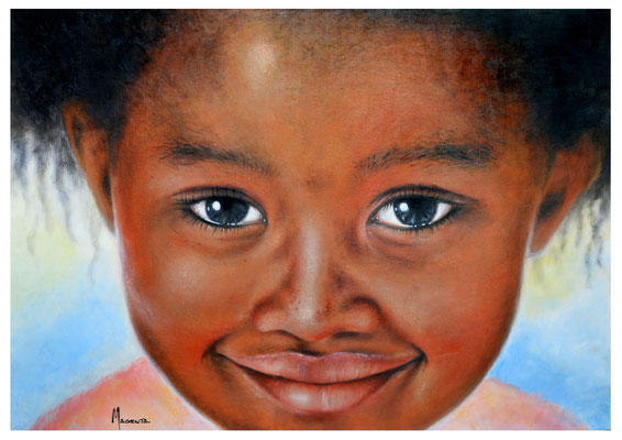 Bahati - Acryl auf Leinen, 70 50 cm - Illustrationen Doris Maria Weigl / Portrait (verkäuflich)