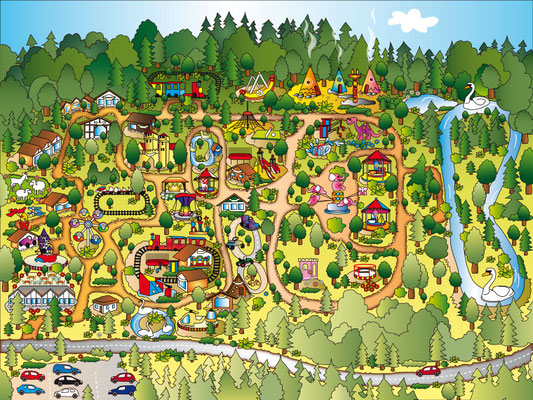 Freizeitpark - Vektorgrafik - Illustrationen Doris Maria Weigl / Landschaft
