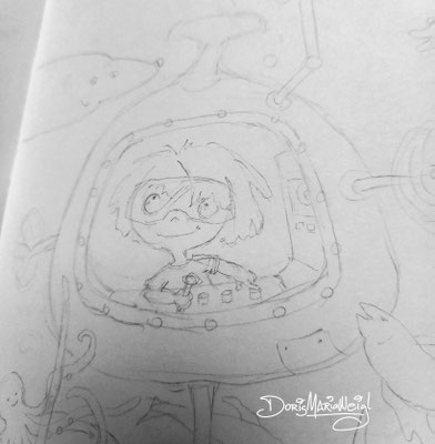 Lina im U-Boot - Skizze - Illustrationen Doris Maria Weigl / Kinderbuch