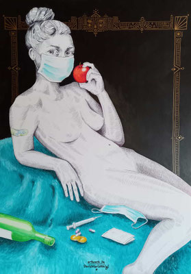 *Pandemia* - Acryl und Grafit auf Zeichenplatte, 60 x 90 cm - Illustratorin Doris Maria Weigl - DMW