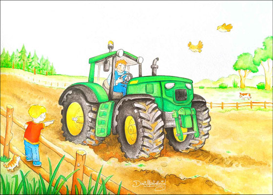 Traktor - Aquarell - Illustrationen Doris Maria Weigl / Kinderbuch