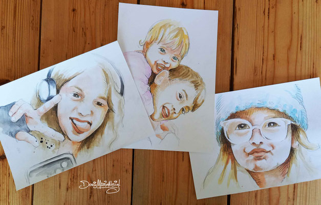 Aquarell *sb+Moritz+Sophie+Annabelle* - Illustrationen Doris Maria Weigl / Portrait